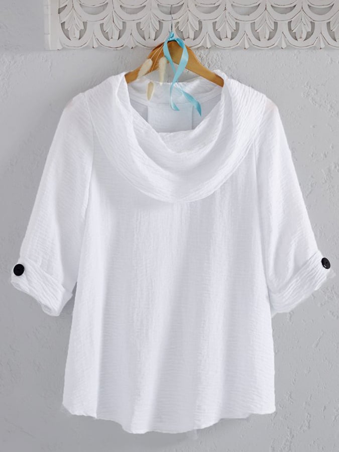Women's Casual Solid Color Half Sleeve Loose Solid Color Linen Top