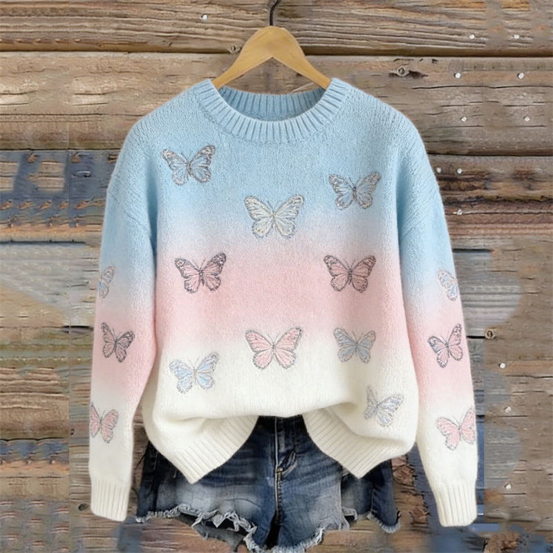 Comstylish Butterflies Trans Gradient Cozy Knit Sweater