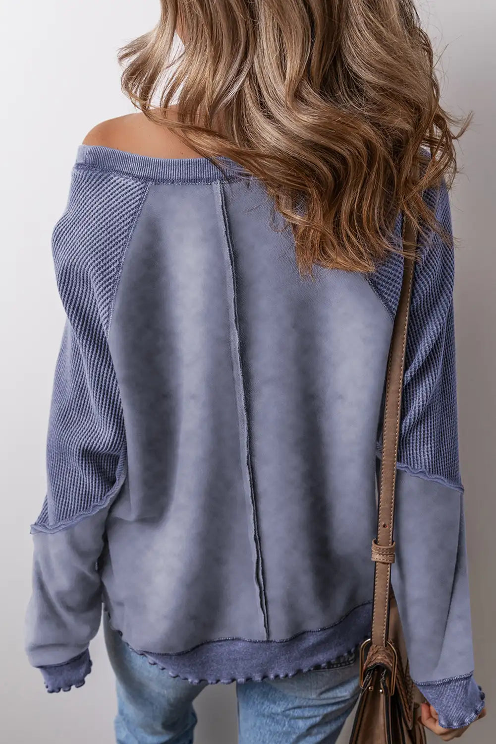 Sail Blue Waffle Knit Raglan Sweatshirt