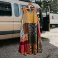 Countryside Style Collection Classy Patchwork Floral Pattern Art Linen Tank Dress elevenforest
