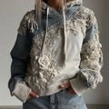 Women's Vintage Rose Floral Art Casual Warm Hoodie