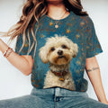 Comstylish Vintage Happy Cute Dog Painting Short Sleeve T-shirt