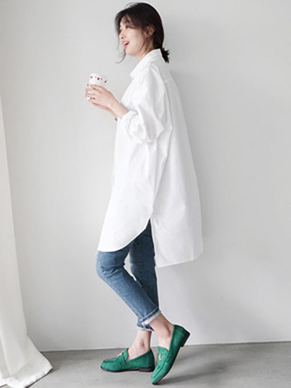 Urban Loose Color Striped Lapel Blouse Top