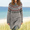 Vintage Fairman Island Floral Pattern Cozy Sweater Dress elevenforest