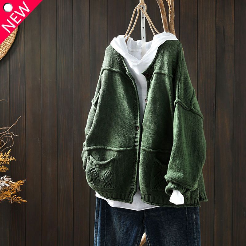 Vintage Jacquard Weave Pocket Comfy Sweater elevenforest