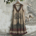 Tribal Viking Celtic Knot Gradient Art Linen Tank Dress elevenforest