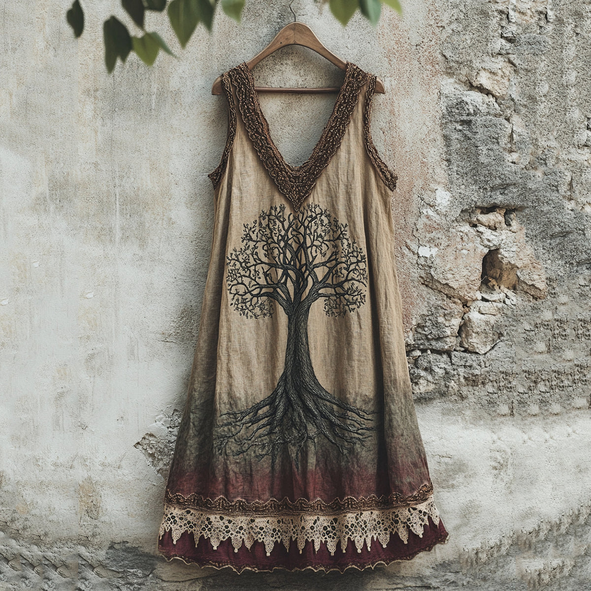 Tribal Viking Celtic Knot Gradient Art Linen Tank Dress elevenforest