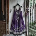 Women's Dreamcatcher Embroidered Flowy Linen Tank Dress elevenforest