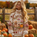 Comstylish Women's Autumn/winter Thanksgiving Round Neck Warmth-giving Knit Sweater