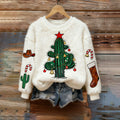 Comstylish Cactus Christmas Shoe Pattern Warm Crew Neck Sweater
