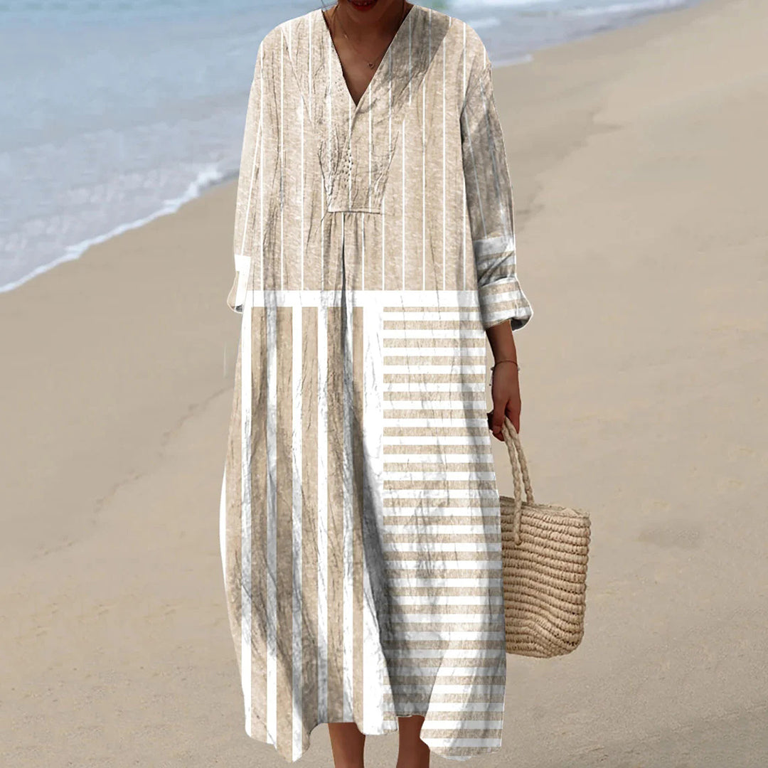 Comstylish Women's Minimalist Art Lines Print Dress