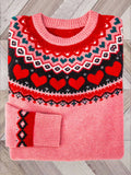 Valentine's Day Hearts Cozy Fair Isle Knit Sweater elevenforest