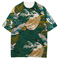 Comstylish Japanese Crane Vintage Graphic Print T-shirt