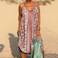 Women's Retro Ethnic Floral Print Sleeveless Dress elevenforest