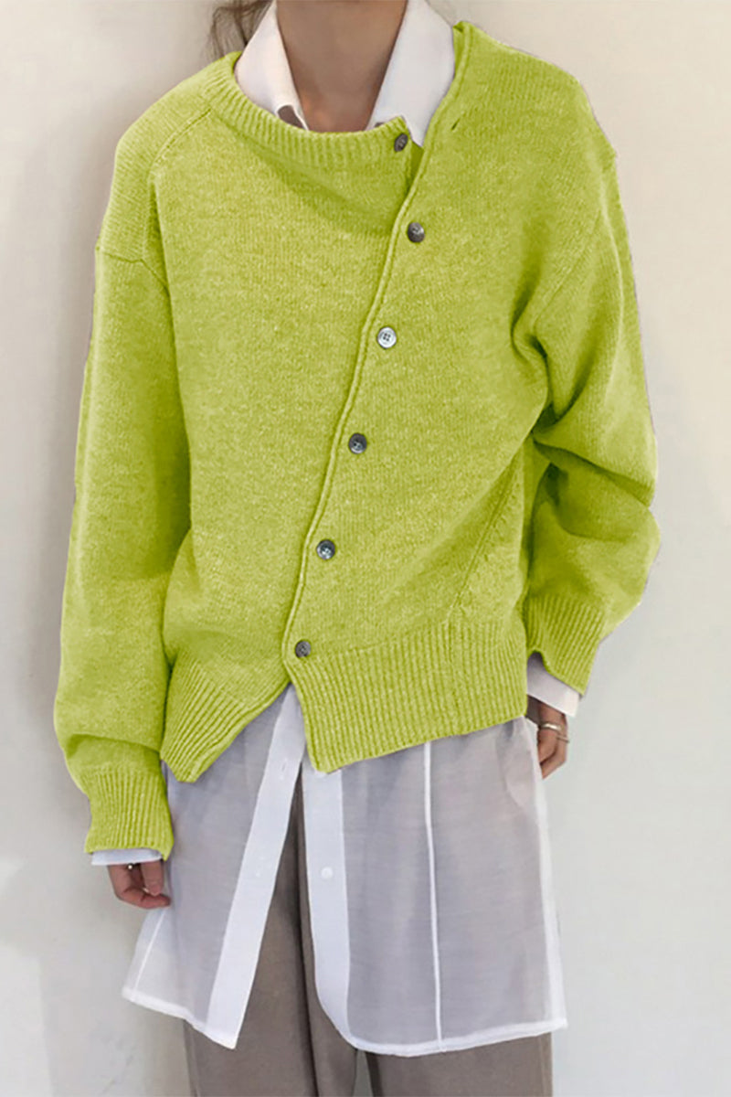 Make Old Buttons O Neck Outerwear(5 Colors)
