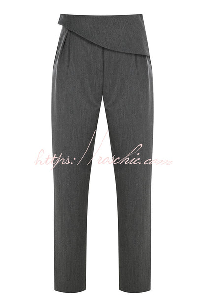 Color Slim Fit Sleeveless Tank Top and High Waisted Pocket Wideleg Pants Set