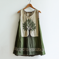 Women's Viking Tree Of Life Celtic Knot Pattern Art Linen Sleeveless Top elevenforest