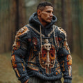Men's Retro Skull Contrast Long Sleeve Knit Hooded Sweater elevenforest