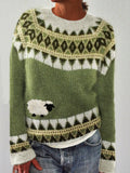 Vintage Fuzzy Sheep Embroidered Cozy Knit Isle Sweater artswardrobe