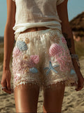Women's Marine Biology Art Fantasy Comfortable Linen Shorts elevenforest