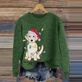 Comstylish Christmas Dog Labrador Embroidered Art Cozy Sweater