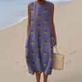Women's Scottish Thistle Embroidery Print Midi Dress elevenforest