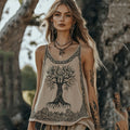 Vintage Tribal Tree Of Life Print Sleeveless Tank Top elevenforest