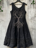 Vintage Tree Of Life Celtic Embroidered Linen Dress elevenforest