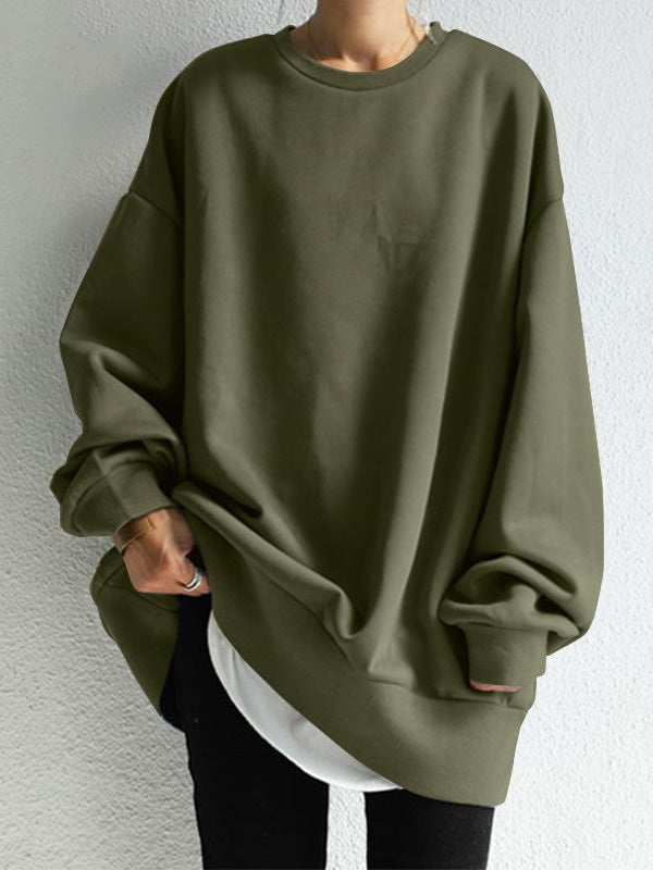 Loose Color Round-neck Sweatshirt Top