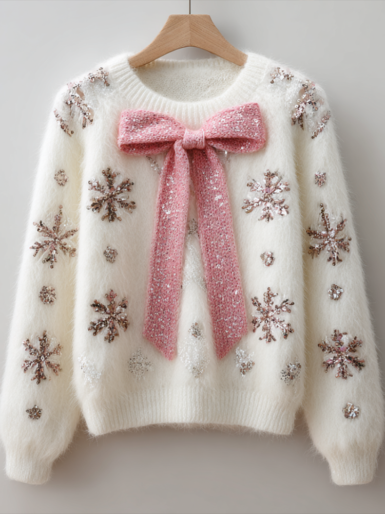 Women's Winter Christmas Element Round Neck Knitted Sweater artswardrobe
