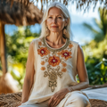 Women's Vintage Bohemian Floral Cotton And Linen Vest elevenforest