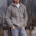 Men's Vintage Woven Solid Color Zipper Hooded Sweater elevenforest