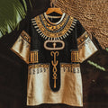 Vintage Egyptian Rune Embroidered Contrast Linen Shirt elevenforest