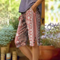 Women's Vintage Ethnic Floral Art Printed Cotton And Linen Casual Pants elevenforest