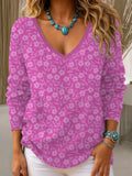 Women's Breast Cancer Awareness Print Long Sleeve Knit Top elevenforest