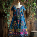 Women's Vintage Color Tree Of Life Art Print Dress elevenforest