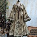 Women's Vintage Tribal Viking Patchwork Maxi Dress elevenforest