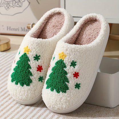 Christmas Tree Pattern Fuzzy Slippers Dr6521