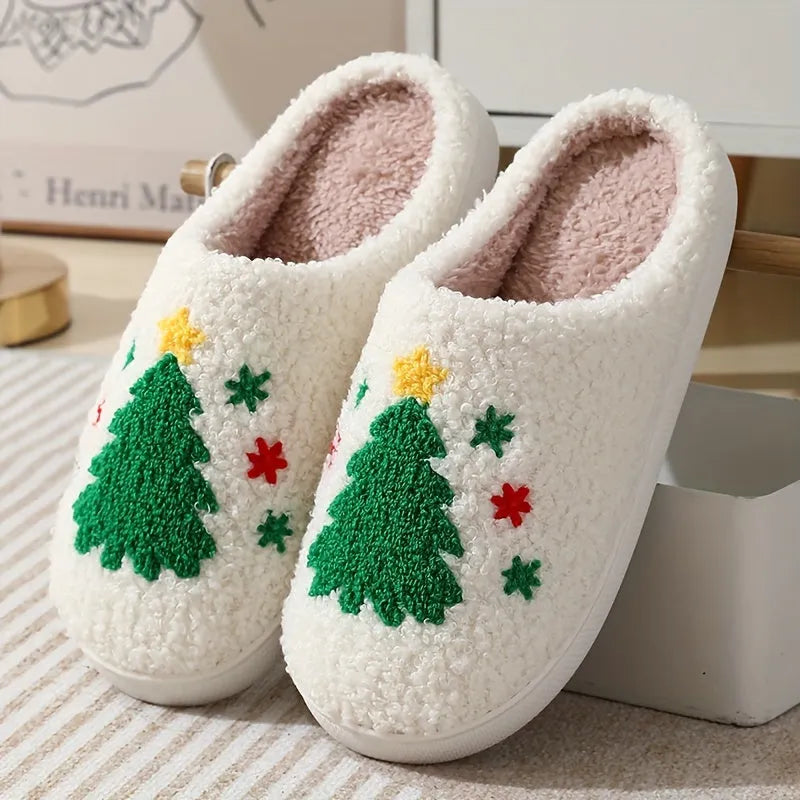 Christmas Tree Pattern Fuzzy Slippers Dr6521