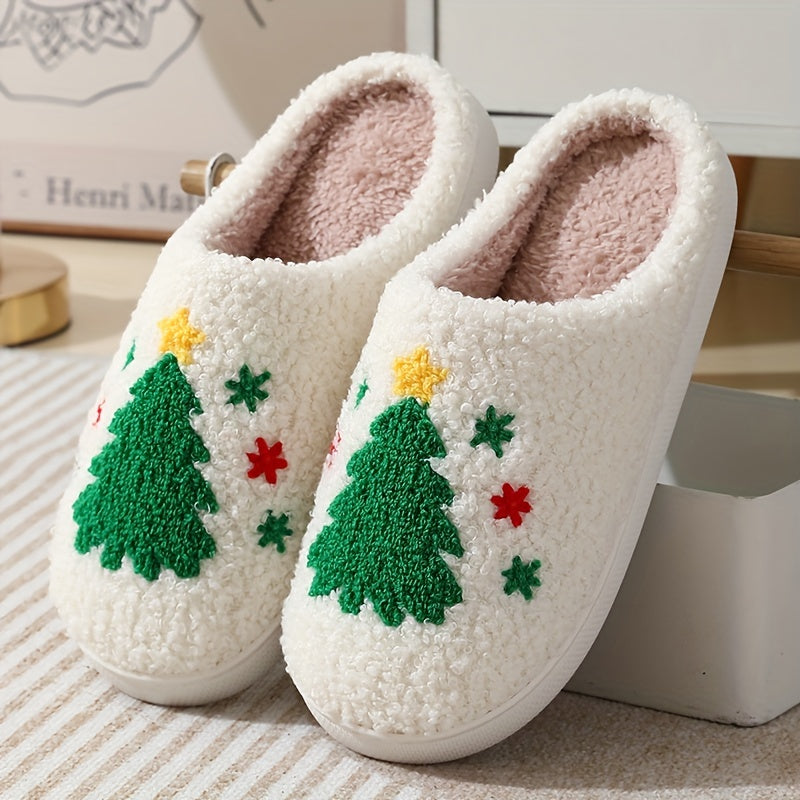 Christmas Tree Pattern Fuzzy Slippers Dr6521
