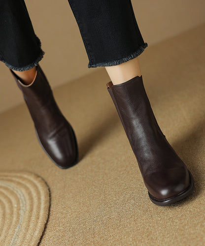 New Chunky Boots Black Cowhide Leather Ap1023