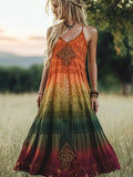 Viking Celtic Knot Print Women's Vintage Halter Dress elevenforest