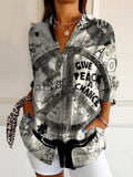 Women's Hippie Peace Art Print Casual Cotton Shirt