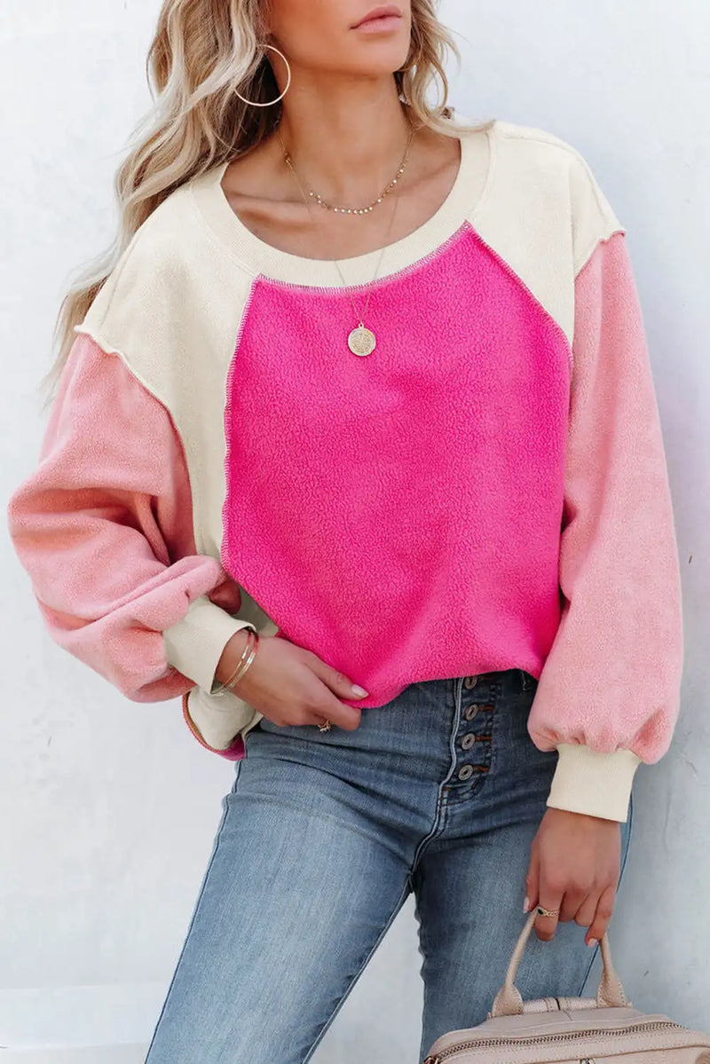 Rose Colorblock Fleece Sweatshirt