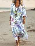 Women's Floral Art Print Pocket Cotton Dress