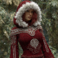 Women's Vintage Viking Celtic Style Hooded Knitted Sweater