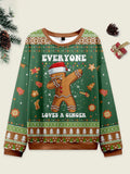 Comstylish Gingerbread Dabbing Dance Christmas Green Ugly Christmas Sweater