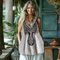 Women's Vintage Viking Tree Of Life Cotton And Linen Vest elevenforest
