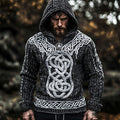 Men's Vintage Viking Runes Celtic Cozy Chunky Hooded Sweater elevenforest