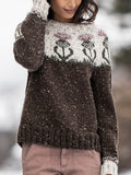 Scotland Thistle Pattern Vintage Soft Knit Sweater elevenforest